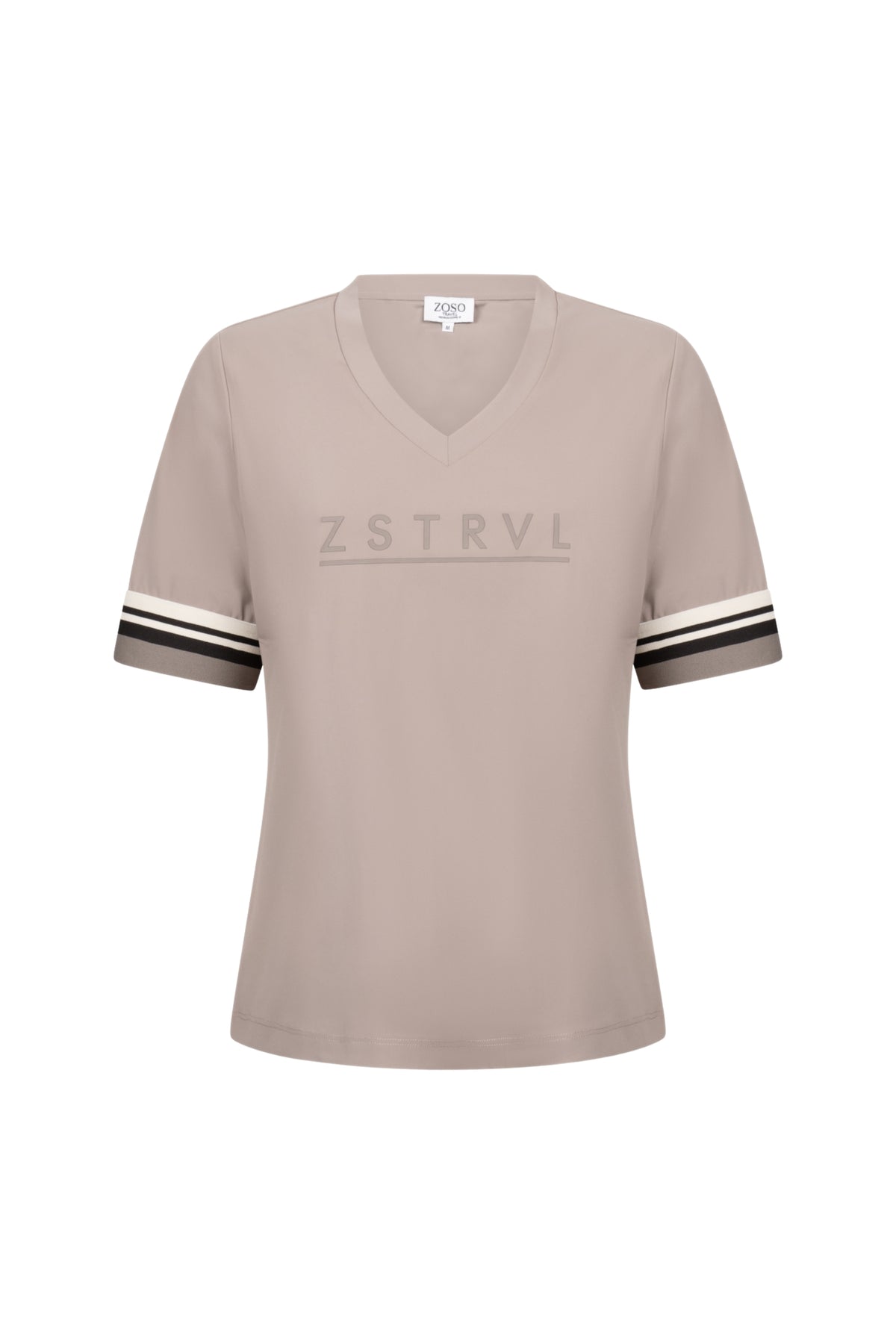 Zoso Desiree Taupe reiset-shirt, casual dames T-shirt met korte mouwen en ronde hals, comfortabel en stijlvol voor onderweg