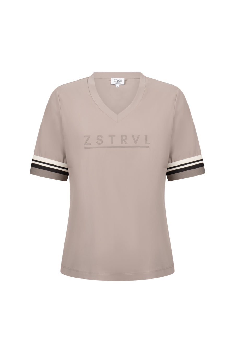 Zoso Desiree Taupe reiset-shirt, casual dames T-shirt met korte mouwen en ronde hals, comfortabel en stijlvol voor onderweg