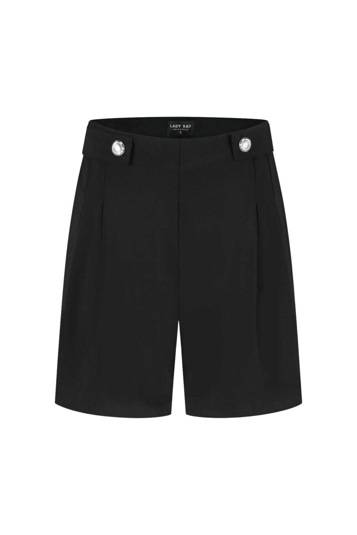 Zwarte Lady Day travel short Nola Black L14-375-3310, casual korte broek met comfortabele pasvorm en elastische taille.
