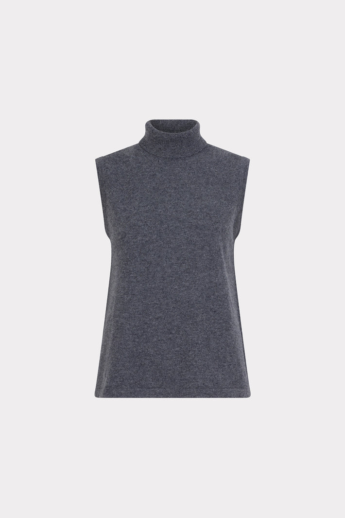Donkergrijze melange wollen sweater van EsQualo met ronde hals en lange mouwen, gedragen door een model.