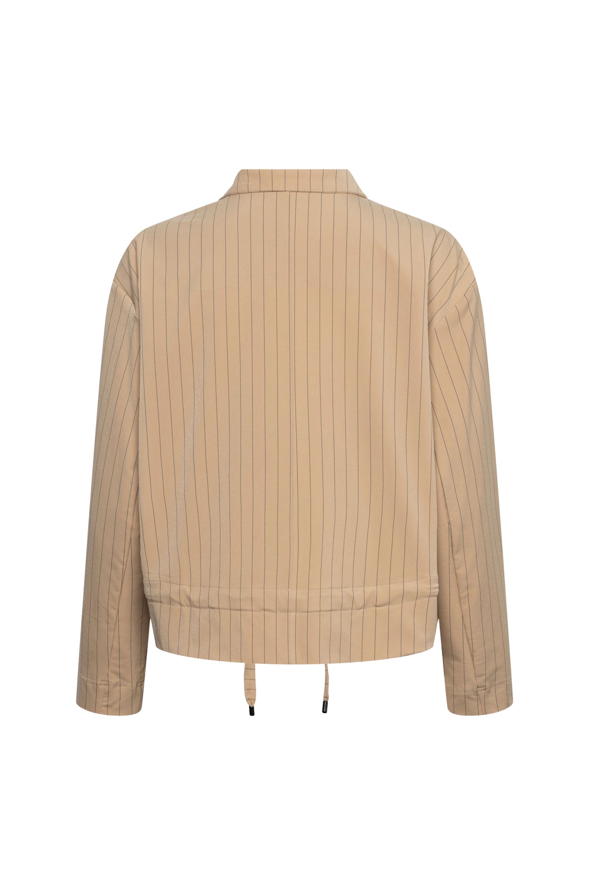 Reisjas voor dames van &Co woman, Paiva Stripe Sunset in kleurrijk gestreept ontwerp, zichtbaar op de afbeelding.