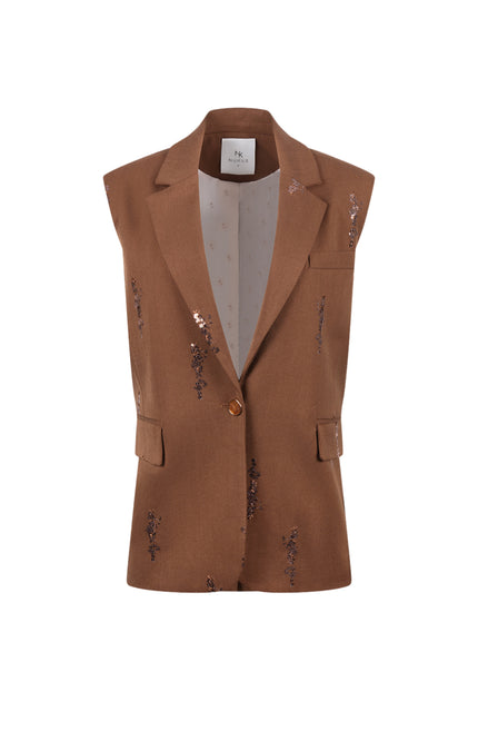 Gilet Chlo Paillet Espresso NKF08045