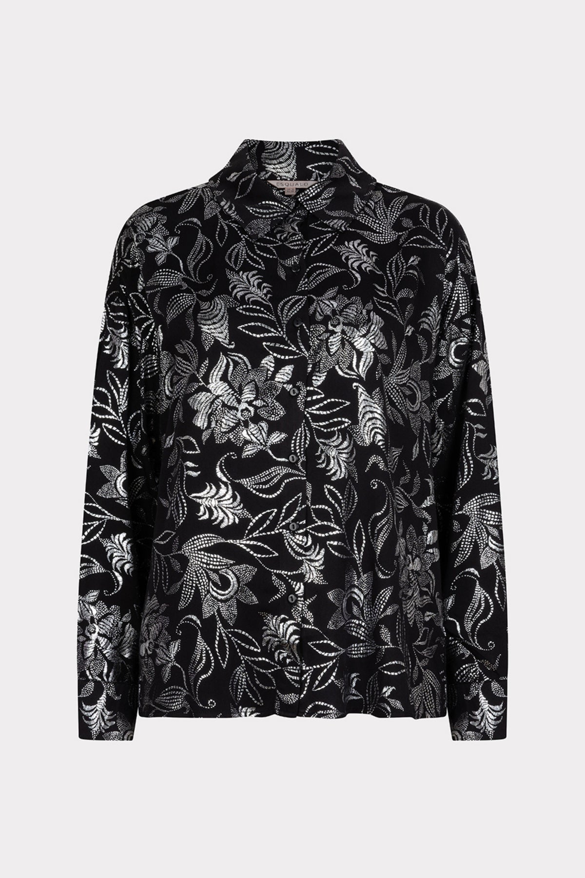 EsQualo bloemenprint blouse met lange mouwen en V-hals, kleurrijk en licht geweven voor een elegante look.