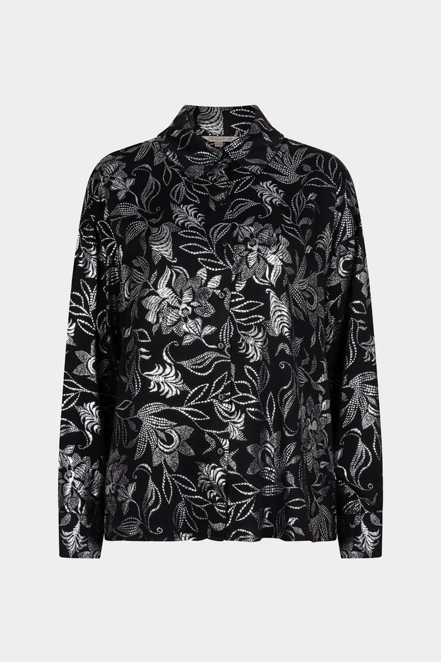 EsQualo bloemenprint blouse met lange mouwen en V-hals, kleurrijk en licht geweven voor een elegante look.