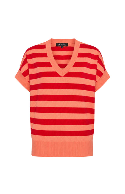 Travel Top Stripe Coral Red 202847