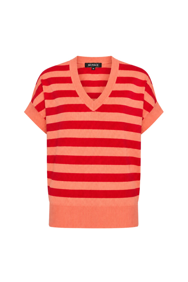Travel Top Stripe Coral Red 202847