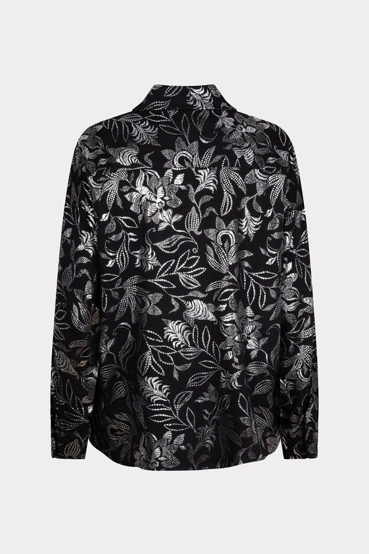 Elegante bloemenprint blouse van EsQualo met lange mouwen en kleurrijk bloemendessin, gedragen door een model.