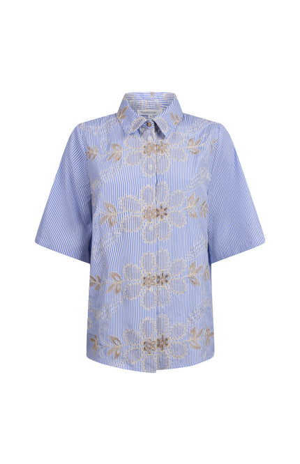 Tramontana Blouse Embro Breezy Blue C51-20-301 Stretchshop.nl