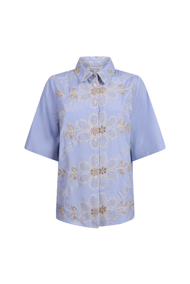 Tramontana Blouse Embro Breezy Blue C51-20-301 Stretchshop.nl