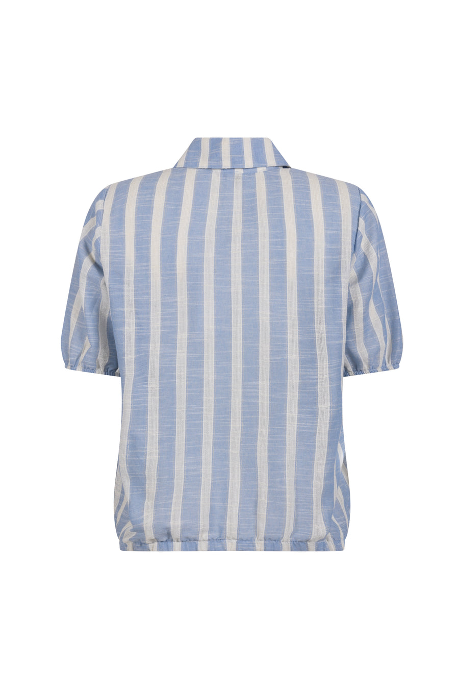 Lurex gestreepte lichtblauwe blouse van Tramontana met lange mouwen en ronde hals, elegante damesblouse voor dagelijks gebruik