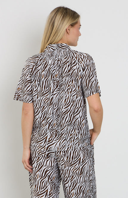 Freequent Blouse Fqmele Brilliant White Coffee Bean 208114 Stretchshop.nl