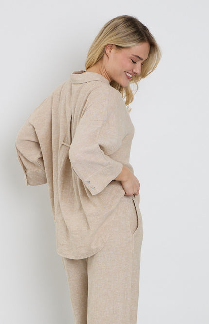 Freequent Blouse Fqlava Sand Melange 207870 Stretchshop.nl