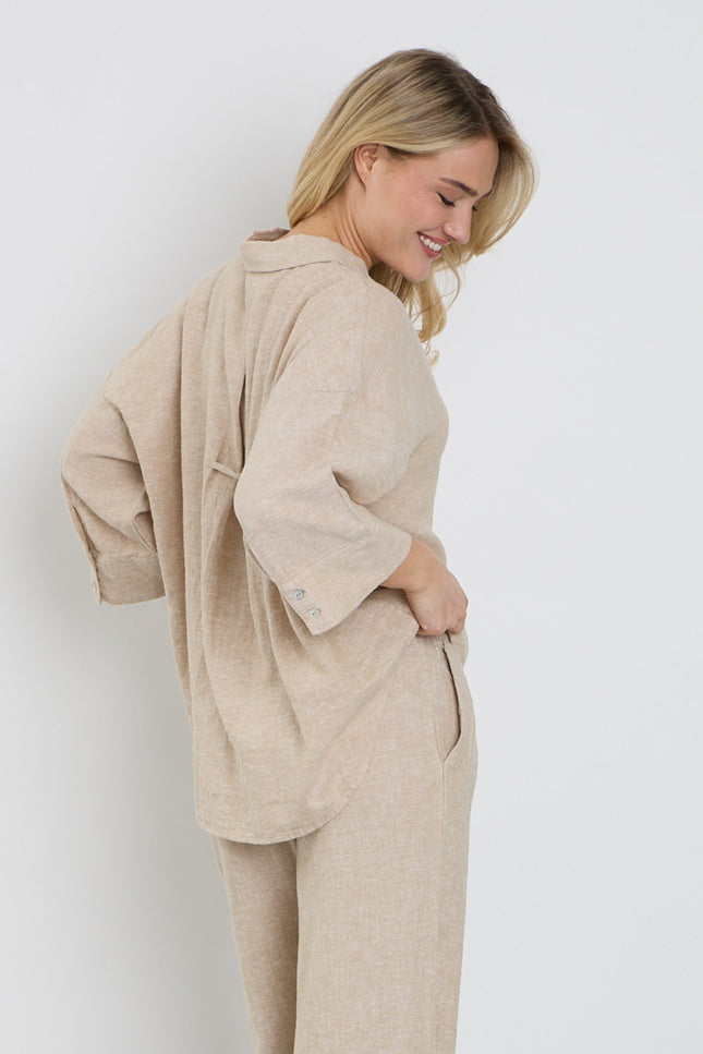 Freequent Blouse Fqlava Sand Melange 207870 Stretchshop.nl