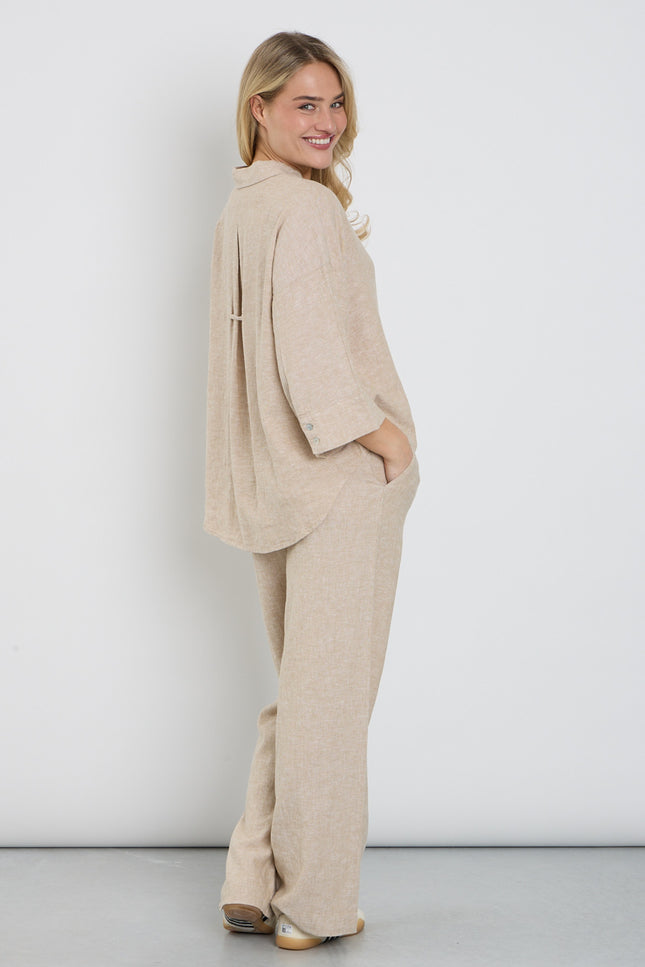 Freequent Broek Fqlava Sand Melange 127405 Stretchshop.nl