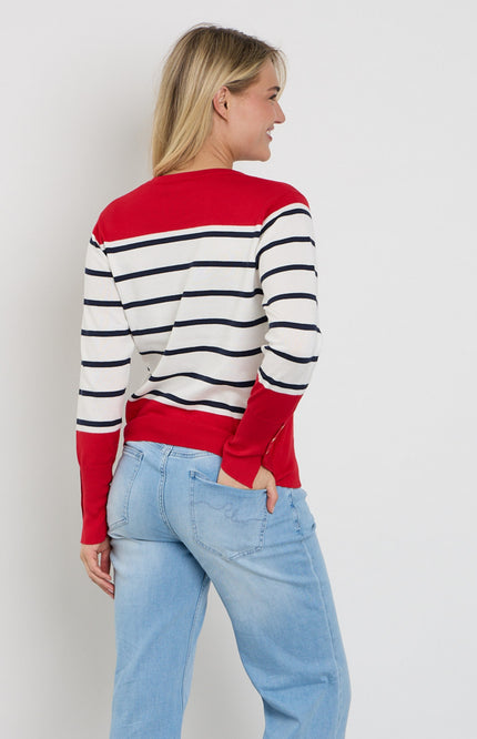 Freequent Trui Fqkatie True Red Star Offwhite 207512 Stretchshop.nl