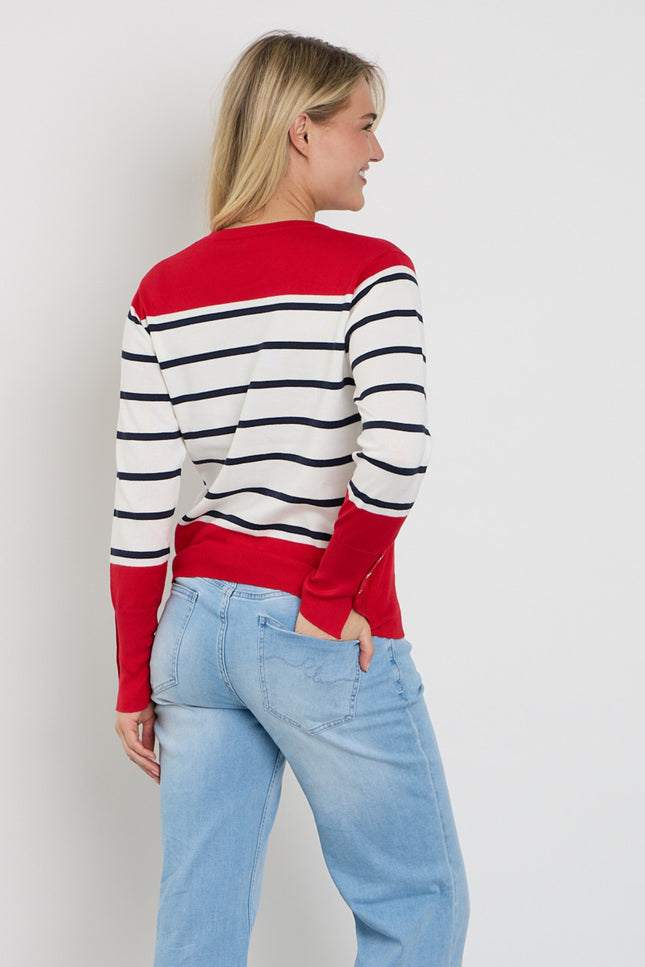 Freequent Trui Fqkatie True Red Star Offwhite 207512 Stretchshop.nl