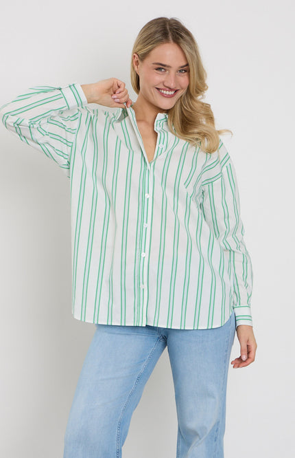 Freequent Blouse Fqfina Star Offwhite Bright Green 207500 Stretchshop.nl