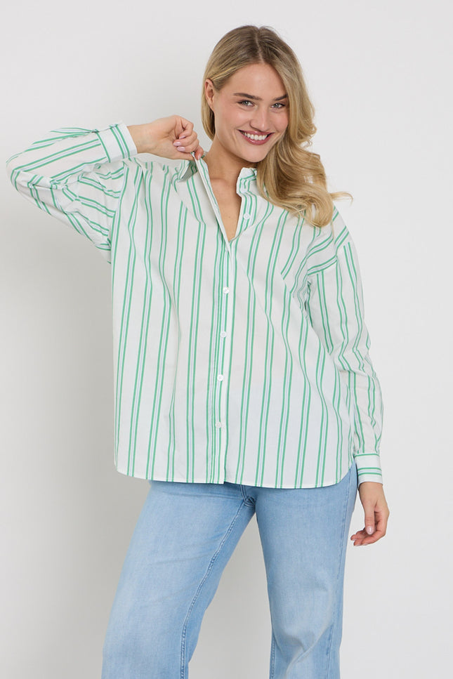 Freequent Blouse Fqfina Star Offwhite Bright Green 207500 Stretchshop.nl