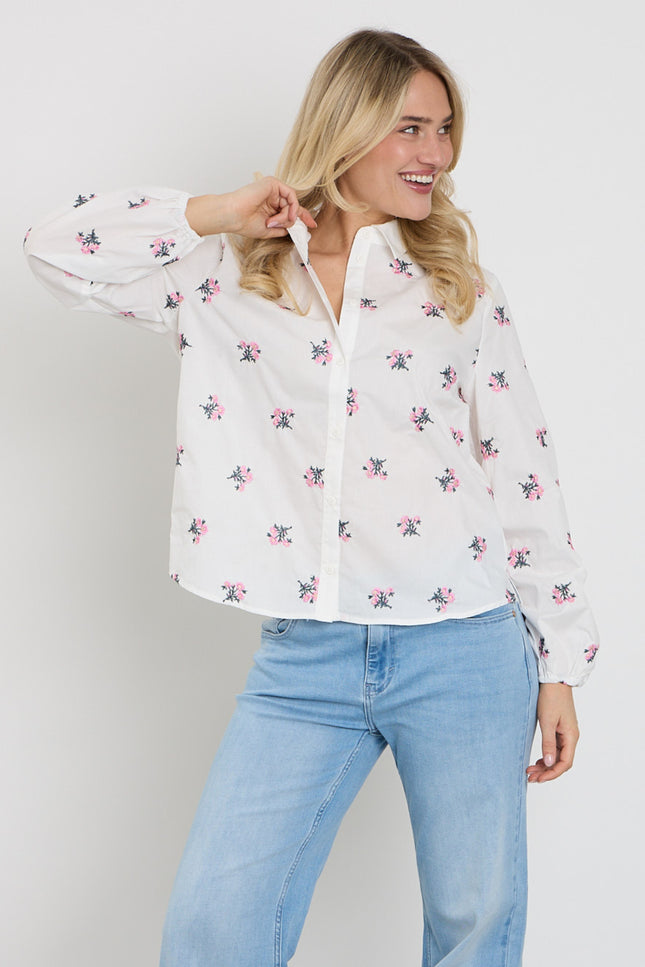 Freequent Blouse Fqleila Star Offwhite Wild Orchid 207433 Stretchshop.nl
