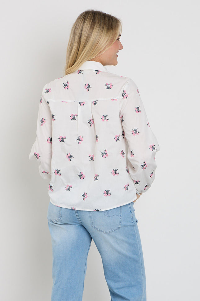 Freequent Blouse Fqleila Star Offwhite Wild Orchid 207433 Stretchshop.nl