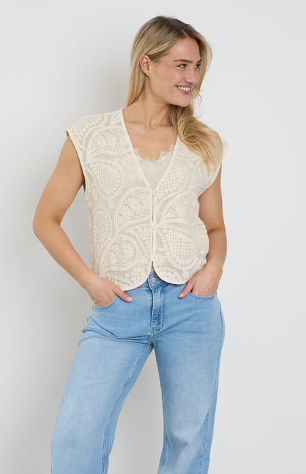 Freequent Gilet Fqcrossy Crochet Moonbeam 208009 Stretchshop.nl