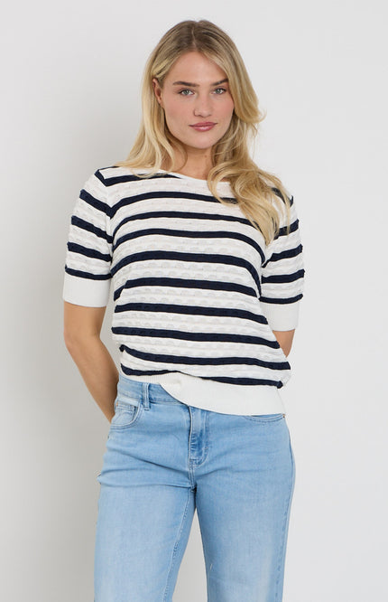 Freequent Trui Fqdodo Stripe Star Offwhite Navy Blazer 207671 Stretchshop.nl