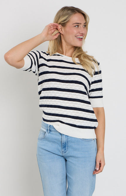 Freequent Trui Fqdodo Stripe Star Offwhite Navy Blazer 207671 Stretchshop.nl