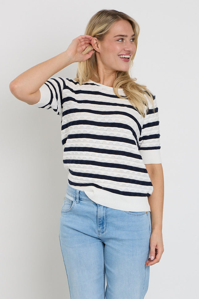 Freequent Trui Fqdodo Stripe Star Offwhite Navy Blazer 207671 Stretchshop.nl