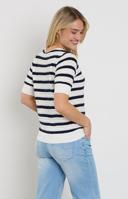 Freequent Trui Fqdodo Stripe Star Offwhite Navy Blazer 207671 Stretchshop.nl