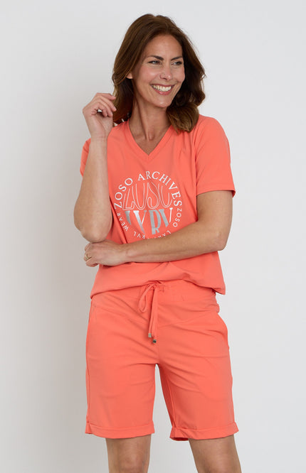 Zoso Travel T-Shirt Dana Coral 262 Stretchshop.nl