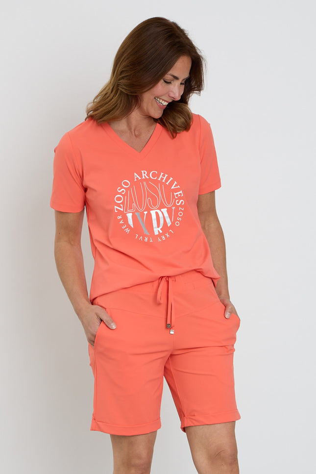 Zoso Travel T-Shirt Dana Coral 262 Stretchshop.nl