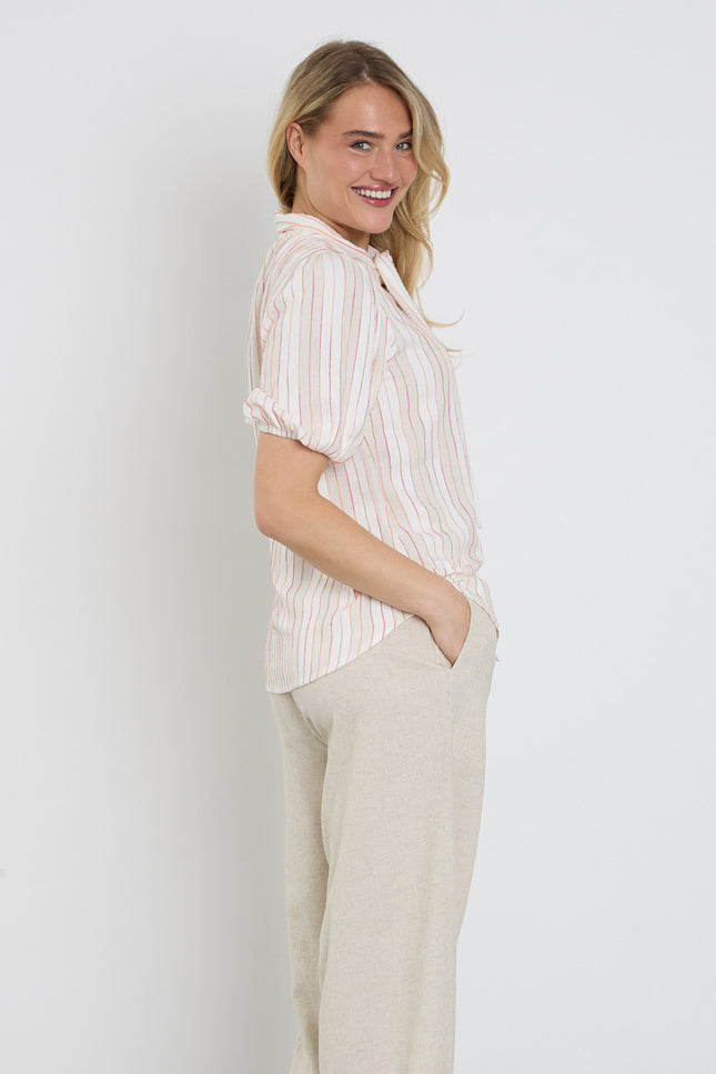 Elvira Casuals Blouse Siny Striped Linen Stretchshop.nl