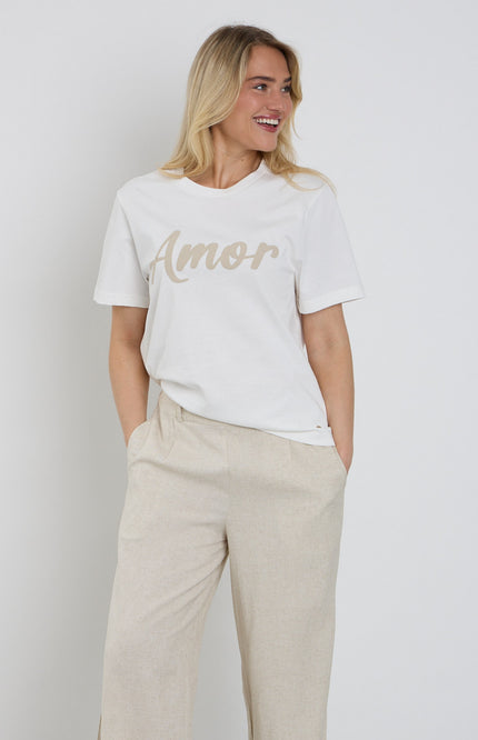 Elvira Casuals T-shirt Amor Offwhite Stretchshop.nl