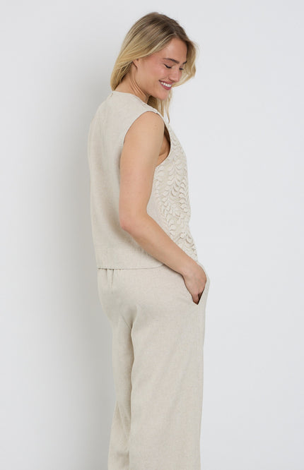 Elvira Casuals Gilet Amelia Creme Stretchshop.nl