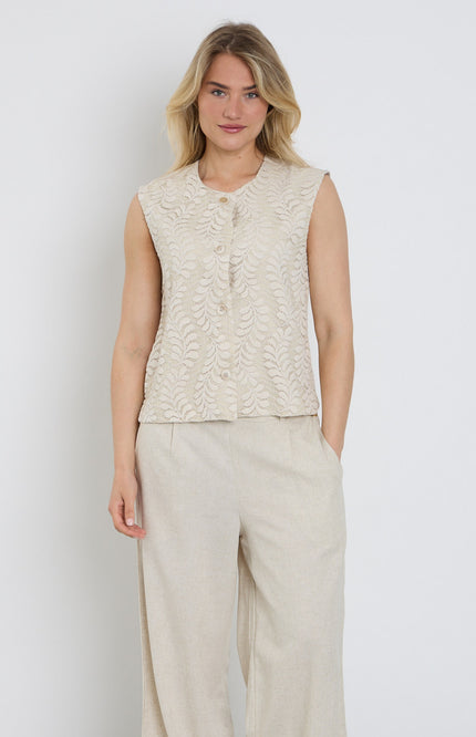 Elvira Casuals Gilet Amelia Creme Stretchshop.nl