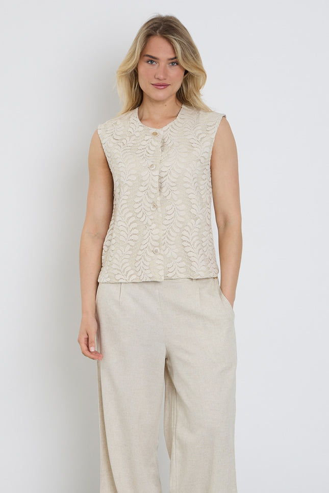 Elvira Casuals Gilet Amelia Creme Stretchshop.nl
