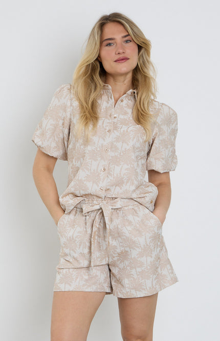 Elvira Casuals Blouse Soleo Sand Palm Stretchshop.nl