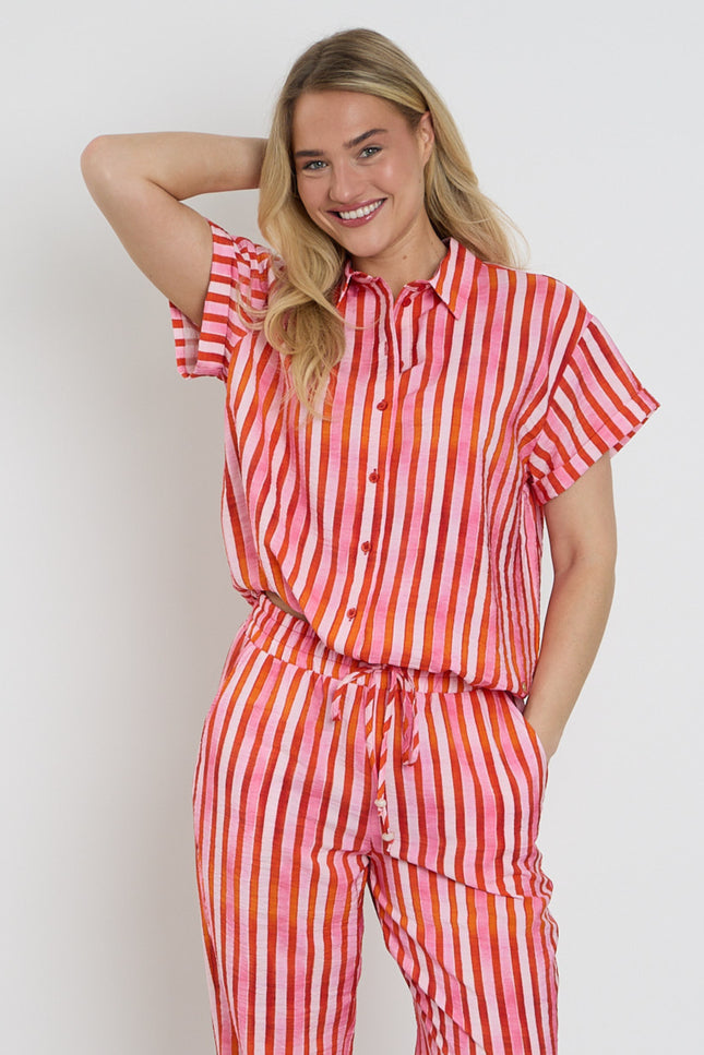 Elvira Casuals Blouse Roos Summer Stripes Stretchshop.nl