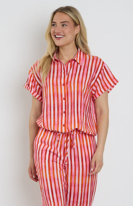 Elvira Casuals Blouse Roos Summer Stripes Stretchshop.nl