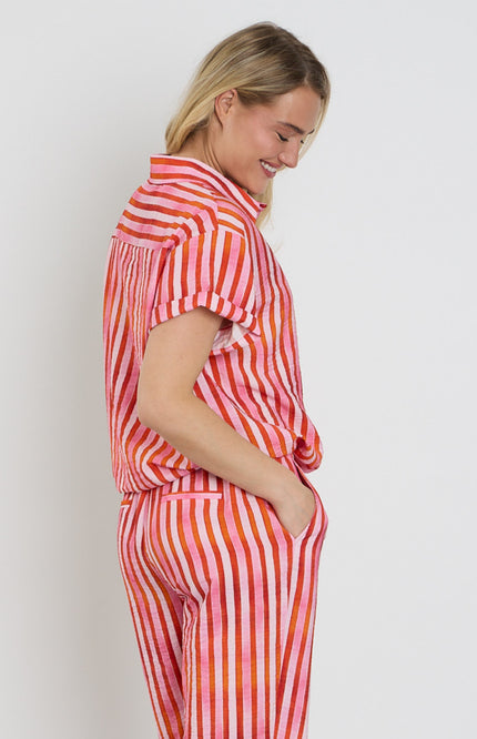 Elvira Casuals Blouse Roos Summer Stripes Stretchshop.nl