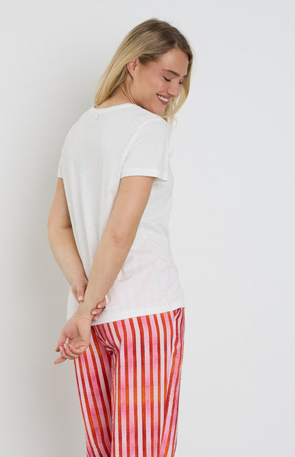 Elvira Casuals T-shirt Sol Offwhite Silver Stretchshop.nl