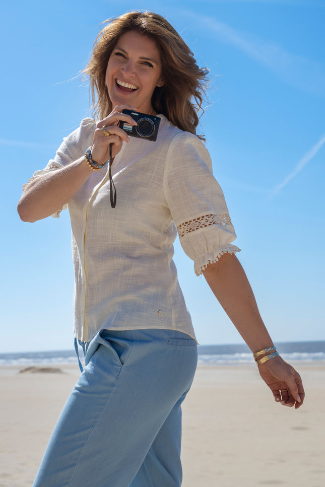Elvira Casuals Blouse Meave Offwhite Stretchshop.nl