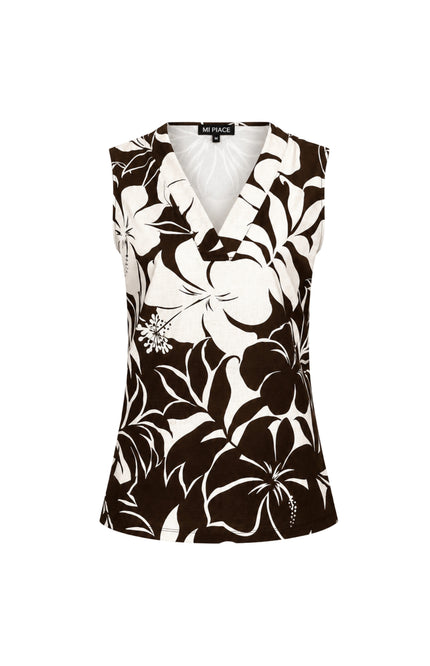 Travel Top Tropical Hibiscus Print Espresso 202425