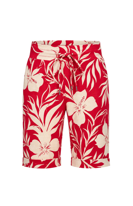 Travel Short Hibiscus Print Red 202423
