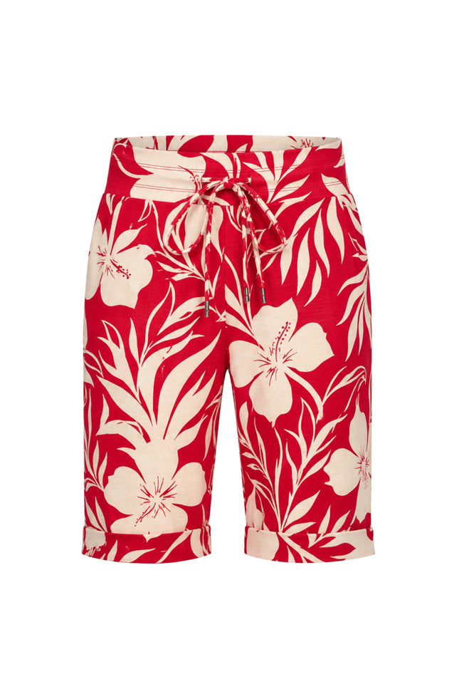 Travel Short Hibiscus Print Red 202423