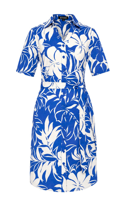 Travel Jurk Tropical Hibiscus Print Nautic Blue 202807