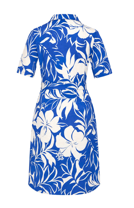 Travel Jurk Tropical Hibiscus Print Nautic Blue 202807