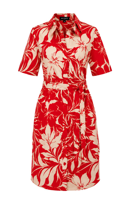 Travel Jurk Tropical Hibiscus Print Red 202807