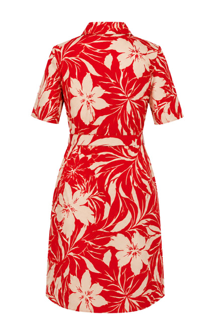 Travel Jurk Tropical Hibiscus Print Red 202807