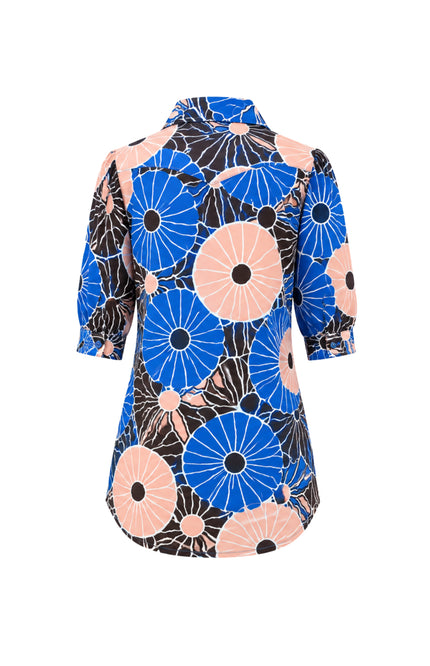 Travel Blouse Desert Anemone Print Nautic Blue 202270